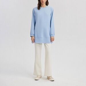 Touche Prive sky blue ruffle trim tunic Top Sz 42 XL